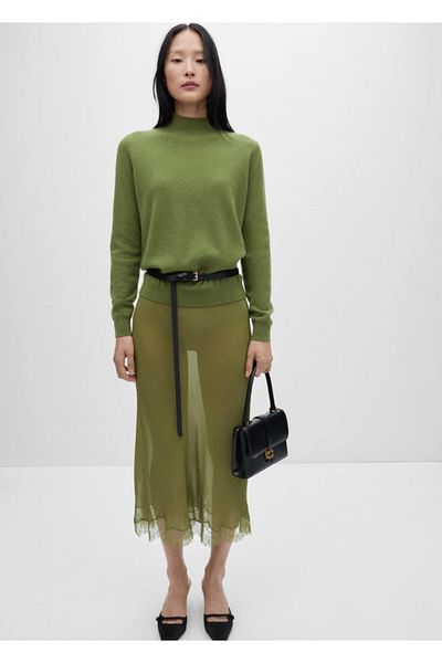 MANGO Woman Pulover cu guler Perkins 100% cașmir