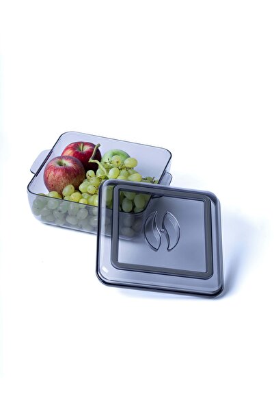 NY HOME Square Crystal Storage Container with Lid 2 LT