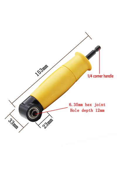 Choice 1pc Yellow 1pc Hexagonal Handle Yellow 90 Degree Extended Corner Tool Right Angle Screwdriver Connec
