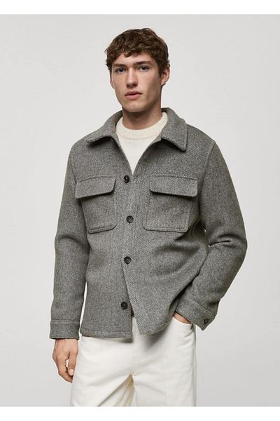 MANGO Man Recycled Wool Fabric Shirt Jacket