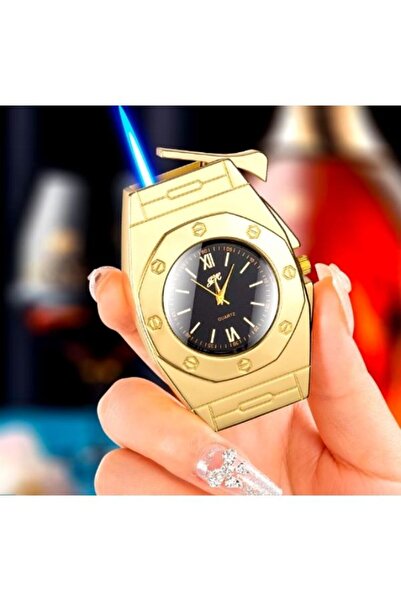 KdrElektronik Yeni model saatli çakmak rüzgarda sönmez turbo gazlı çakmak pürmüz