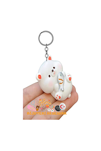 himi bijuteri aksesuar Fish Teddy Bear Keychain Backpack Ornament Auto Keycha...