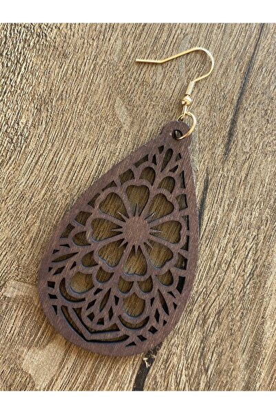 Store Carved Wooden Retro Style Large Dangle Women's Earrings