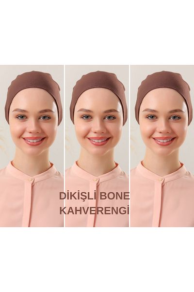 Melodi Scarf Brown Hijab Combed Cotton Bonnet - Set of 3 with Ties