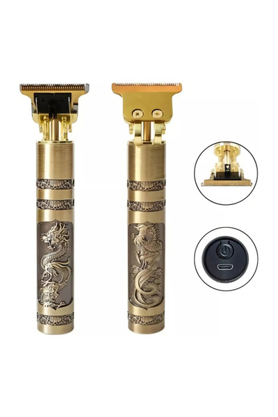 LaraThec Uzun Süre Şarjı Dayanıklı Paslanmaz Çelik Ejderha Motif Tıraş Makinesi