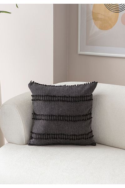 Ottoson Black Linen Throw Pillow Cover - 43X43 Single Decorative Polka Dot