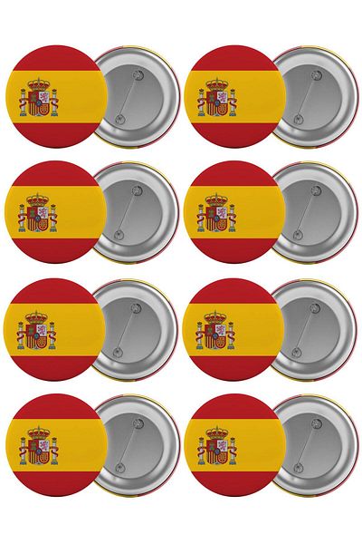 Saturn Spain Flag Bag Badge Set 8 Pieces Biggest Size 5.8cm Pin Brooch