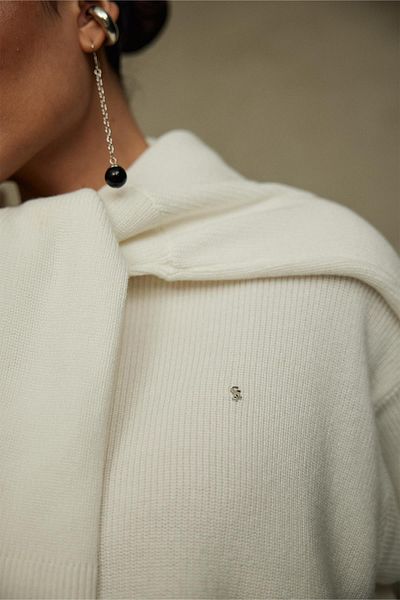Suud Collection Ecru Caroline Basic Thin Sweater
