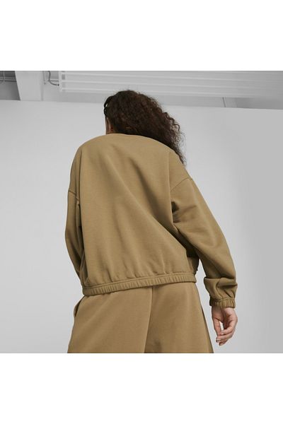 Puma Дамски суитшърт с кафява обложка Downtown Oversized Graphic
