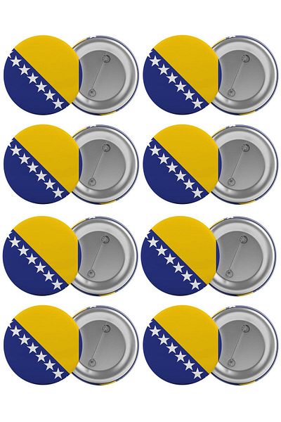 Saturn Bosnia Flag Bag Badge Set 8 Pieces Biggest Size 5.8cm Pin Brooch