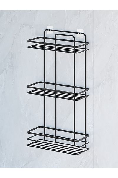 MultiStore Stainless Bathroom Organizer - Adhesiveness, Shampoo Holder, Black Lş03