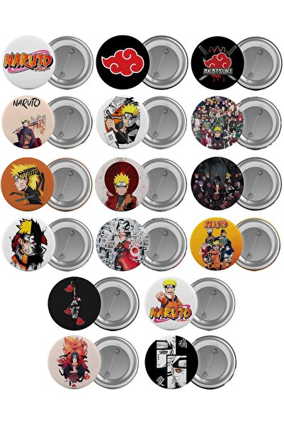 Saturn Naruto Çanta Rozeti Seti 16 Adet En Büyük Boy 5.8cm Iğneli Broş
