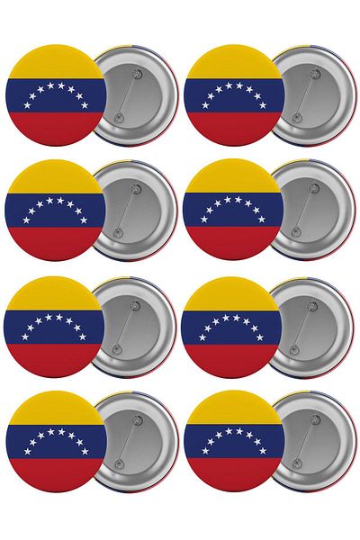 Saturn Venezuella Flag Bag Badge Set 8 Pieces Biggest Size 5.8cm Pin Brooch