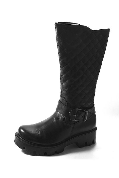 Onlo Ayakkabı Onlo Shoes OP.7725 Γνήσιες δερμάτινες μαύρες ψηλές μπότες για κορίτσια με φερμουάρ