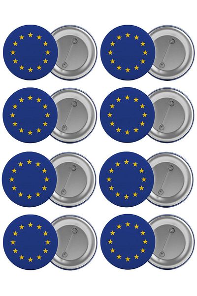 Saturn EU European Union Flag Bag Badge Set 8 Pieces Biggest Size 5.8cm Pin Brooch