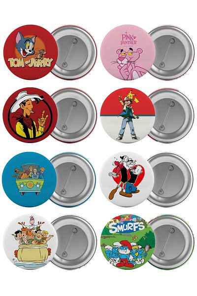 Saturn Old Cartoons Bag Badge Set 8 Pieces Biggest Size 5.8cm Pin Brooch