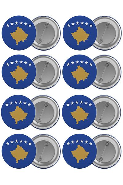Saturn Kosovo Flag Bag Badge Set 8 Pieces Biggest Size 5.8cm Pin Brooch