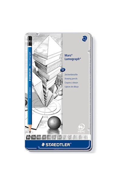 Staedtler Pencil Mars Lumograph 12 Li in Metal Box 100 G12 / Staedtler
