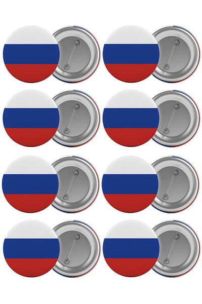 Saturn Russia Flag Bag Badge Set 8 Pieces Biggest Size 5.8cm Pin Brooch