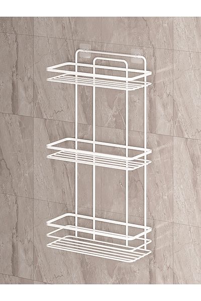 MultiStore Stainless Lifetime Bathroom Organizer - Adhesiveness, Shampoo Holder White Lş03