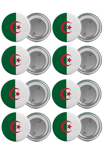Saturn Algeria Flag Bag Badge Set 8 Pieces Biggest Size 5.8cm Pin Brooch