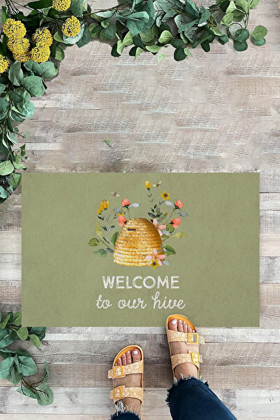 KARMAT Green Door Mat Suitable for Indoor and Outdoor with Flower Pattern