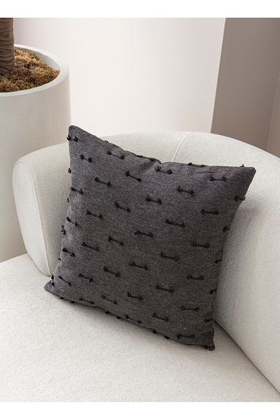 Ottoson Single Decorative Polka Dot Linen Fabric Throw Pillow Cover 43X43 Black