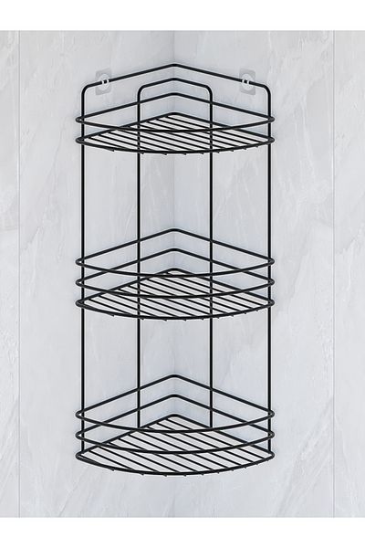 MultiStore Stainless Bathroom Organizer - Adhesiveness, Shampoo Holder, Black Tk03