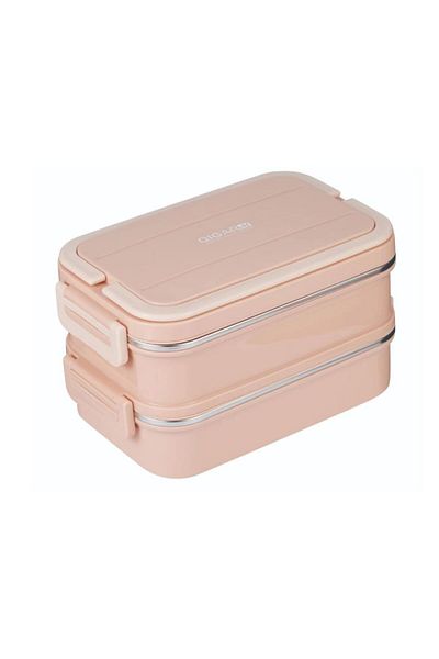 Tantitoni Qigar, 1.65 L, Steel, 3 Compartments, 2 Layers, Spoon and Fork, Food Carrying Container, Lunch Box, Food 1132