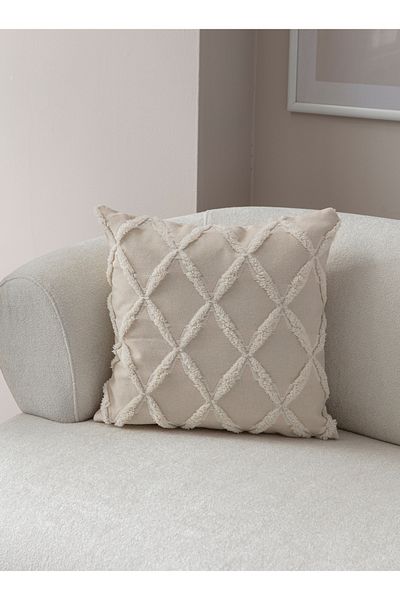 SWITA 43x43 Husă de pernă decorativă unică de culoare crem - țesătură de in