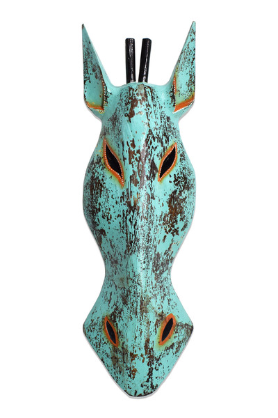 Hedicaret Zürafa Mask Eskitme Duvar Objesi Ahşap Maske 50 cm