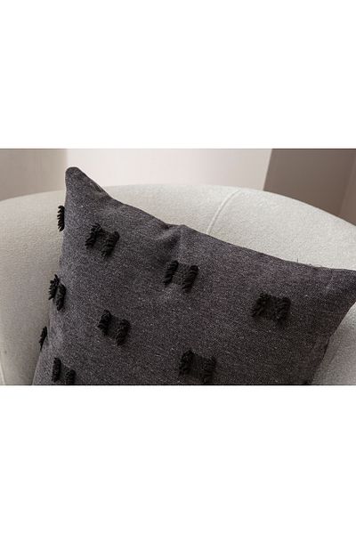 Ottoson Black Linen Throw Pillow Cover - 43X43 Single Decorative Polka Dot