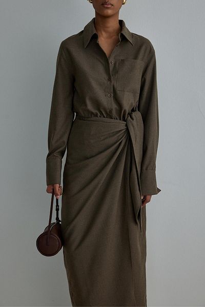 Suud Collection Braunes Goldie Wickelkleid