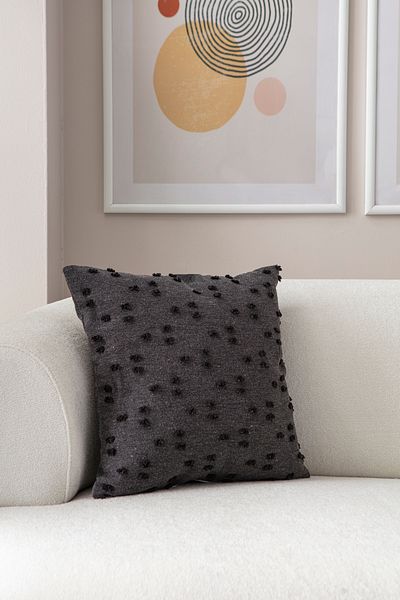 Ottoson Single Decorative Polka Dot Linen Fabric Throw Pillow Cover 43X43 Black