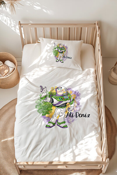 Lilabio %100 Pamuk Isme Özel Isimli Montessori Yatak Nevresim Takımı (100X200...