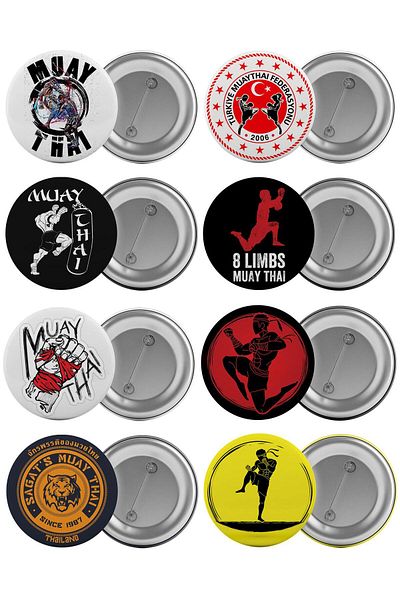 Saturn Muaythai Sport Bag Badge Set 8 Pieces Biggest Size 5.8cm Pin Brooch