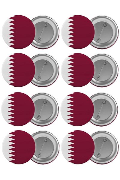 Saturn Qatar Flag Bag Badge Set 8 Pieces Biggest Size 5.8cm Pin Brooch