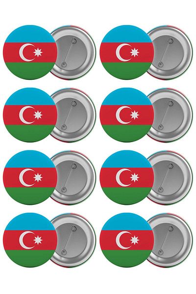 Saturn Azerbaijan Bag Badge Set 8 Pieces Biggest Size 5.8cm Pin Brooch