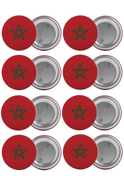 Saturn Morocco Flag Bag Badge Set 8 Pieces Biggest Size 5.8cm Pin Brooch