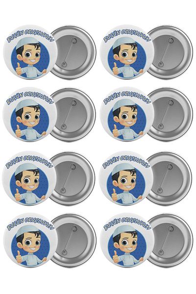 Saturn I'm Fasting Today Bag Badge Set 8 Pieces Biggest Size 5.8cm Pin Brooch