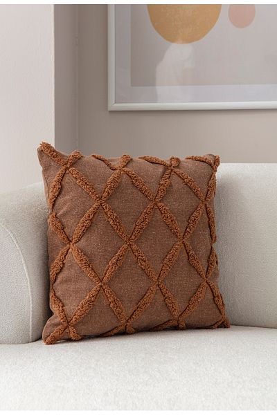 SWITA 43x43 Кафява ленена възглавница на точки - Единична декоративна калъфка