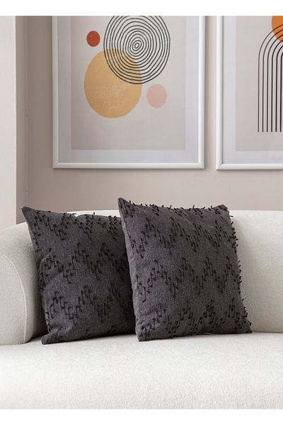Ottoson 2-Piece Decorative Polka Dot Linen Fabric Throw Pillow Cover 43X43 Black