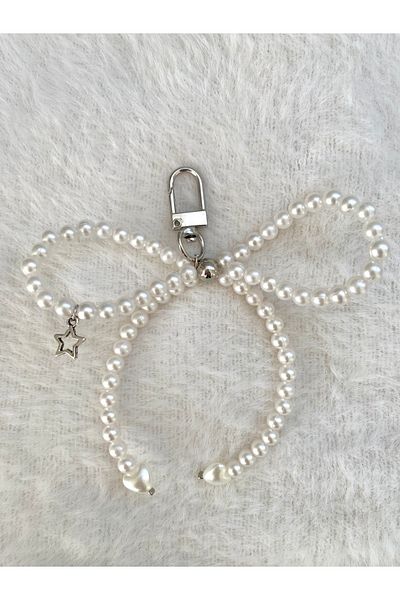 Pinky Lady Bag Charm with Coquette Pearls