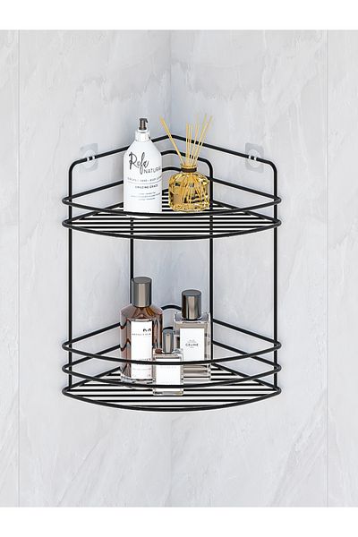 MultiStore Stainless Bathroom Organizer - Adhesiveness, Shampoo Holder, Black Tk02