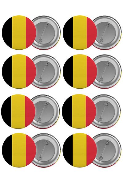 Saturn Belgium Flag Bag Badge Set 8 Pieces Biggest Size 5.8cm Pin Brooch