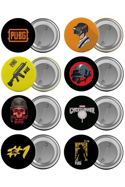 Saturn Pubg Bag Badge Set 8 Pieces Biggest Size 5.8cm Pin Brooch