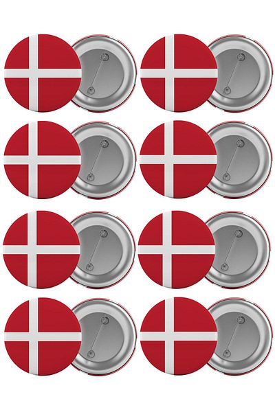 Saturn Danish Flag Bag Badge Set 8 Pieces Biggest Size 5.8cm Pin Brooch