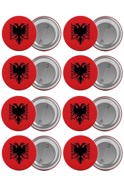Saturn Albania Flag Bag Badge Set 8 Pieces Biggest Size 5.8cm Pin Brooch