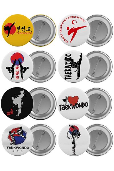 Saturn Taekwondo Sport Bag Badge Set 8 Pieces Biggest Size 5.8cm Pin Brooch