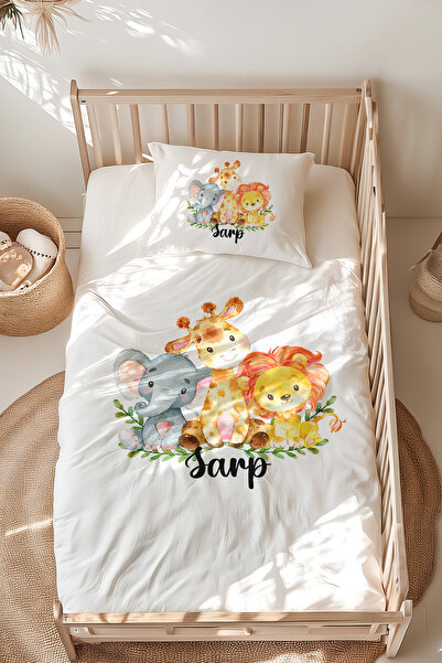 Lilabio %100 Pamuk Isme Özel Isimli Montessori Yatak Nevresim Takımı (100X200...